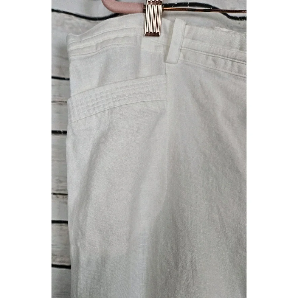 Ralph Lauren White 100% Linen Pants 20W NEW Wide Leg Womens Coastal Drawstring